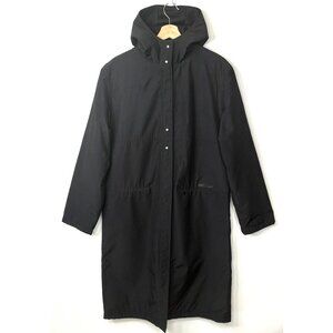 Vtg Elle Womens Rain Coat Long Hooded Waterproof Lined Button Up Black  X-Large